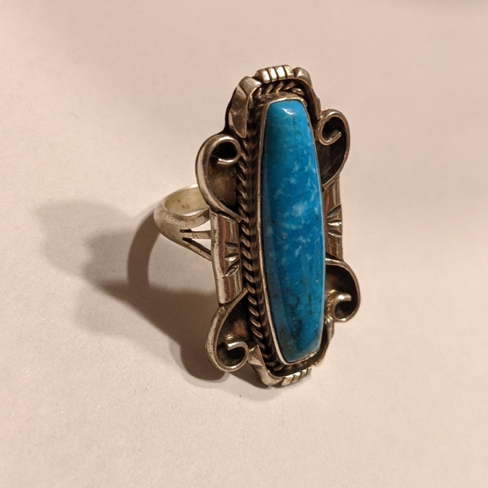 925 Running Bear Turquoise Ring - image 1